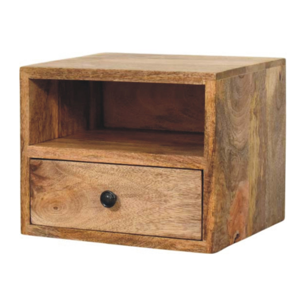 Wall Mounted Bedside Oak-ish Solis 1-Drawer