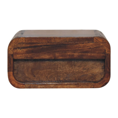 Wall-Mounted Chestnut Bedside - 1 Drawer Mini