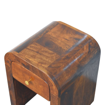 Chestnut Bedside Mini Darcy with Curved Edges