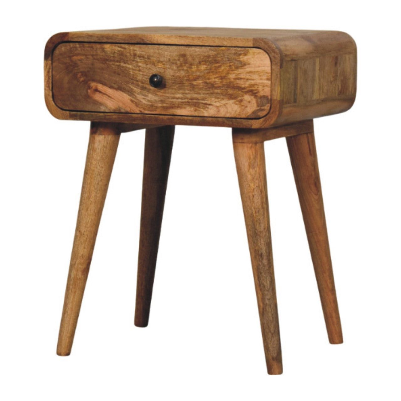 Bedside with 1 drawer - Avora Oak-ish by Maple Manor, mango wood-style side table with a single drawer.