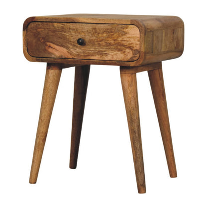 Bedside with 1 drawer - Avora Oak-ish by Maple Manor, mango wood-style side table with a single drawer.