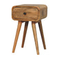 Oak-ish Bedside with 1 drawer - Avora Mini by Maple Manor, solid wood bedside table with single drawer and rounded knob.