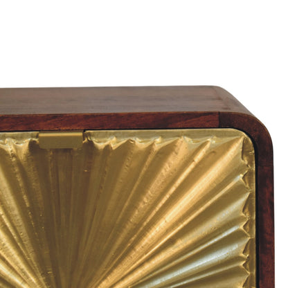 2 Drawer Chestnut Bedside Avora Brass Embossed