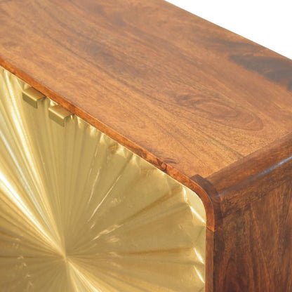 Chestnut Cabinet 2 Door Avora Brass Embossed