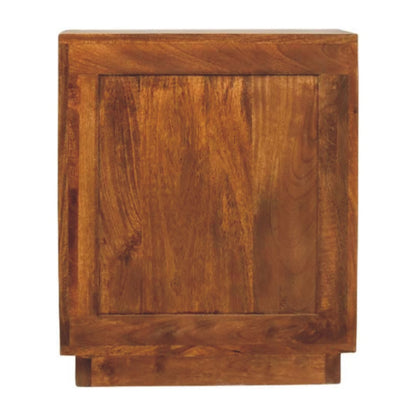 Bedside with Drawer - Solid Wood Curved Ribbed