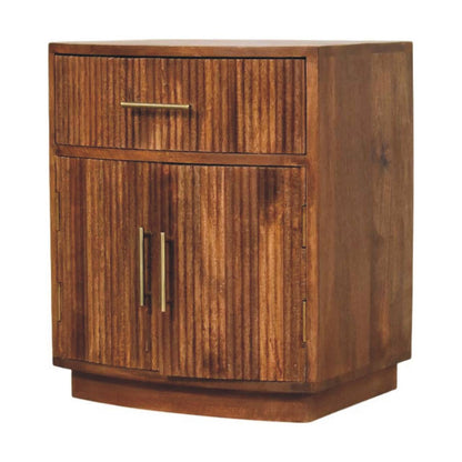 Bedside with Drawer - Solid Wood Curved Ribbed Maple Manor solid wood bedside table with ribbed curved drawer front