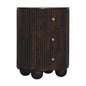 3-Drawer Bedside - Curved Fluted Maple Manor solid wood bedside table with curved fluted front and brass knobs
