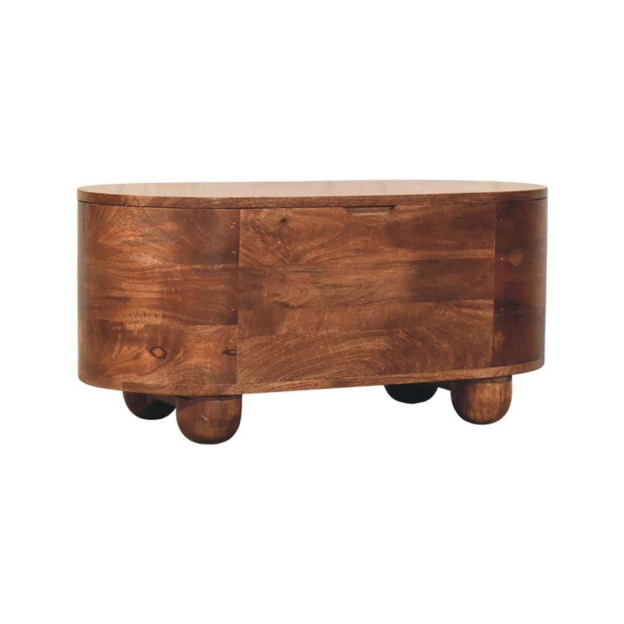 Storage Trunk - Curva by Maple Manor, mango wood solid wood storage trunk with curved front and round legs