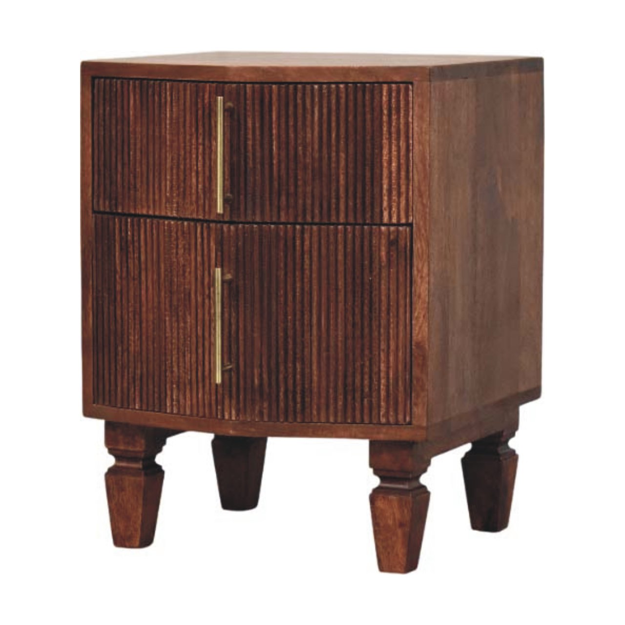 Bedside 2 drawer - Harper by Maple Manor solid wood bedside table with two doors and gold handles