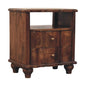 2-Drawer Bedside with Open Shelf Maple Manor bedside table in solid wood with two drawers and open shelf