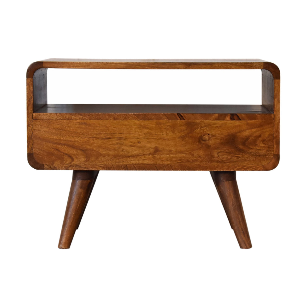 Media Unit with 2 Drawers - Mini Chestnut Curved