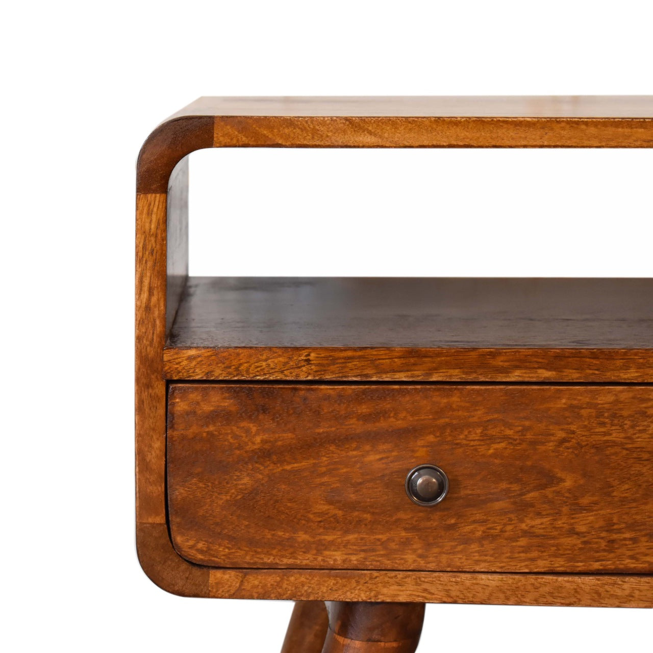 Media Unit with 2 Drawers - Mini Chestnut Curved