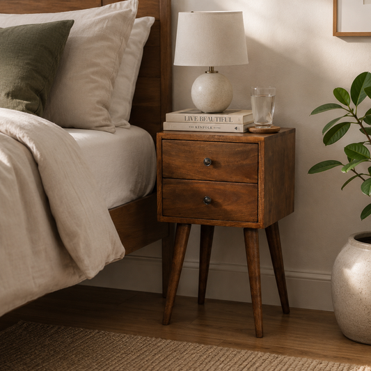 Mini 2 Drawer Chestnut Bedside