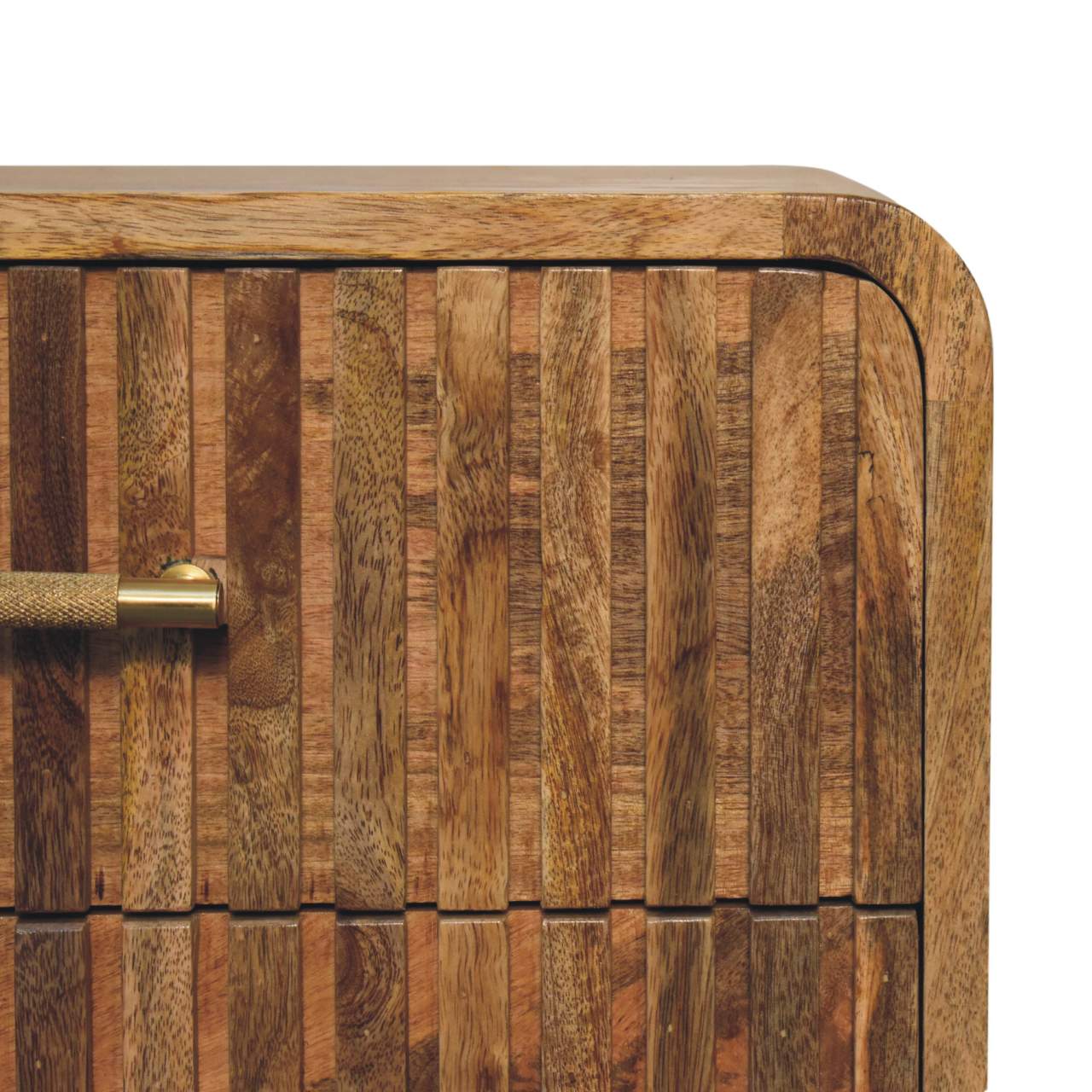 Oak ish Bedside Table - Ridged