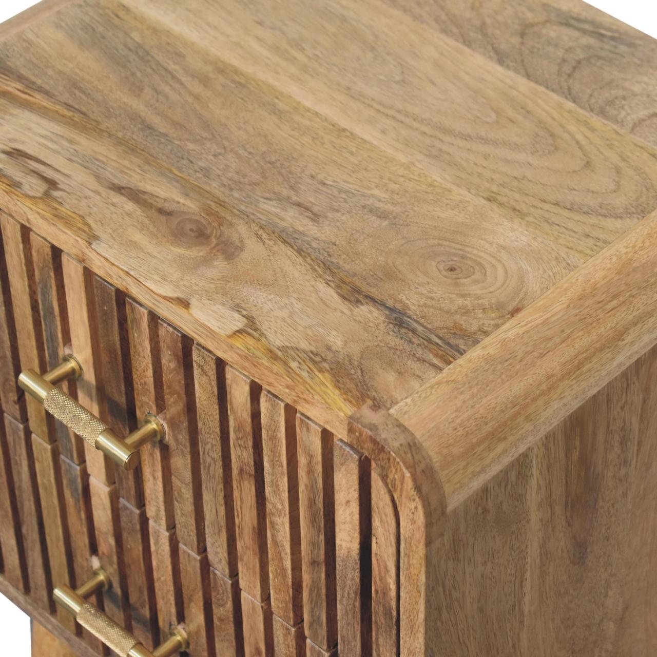 Oak ish Bedside Table - Ridged