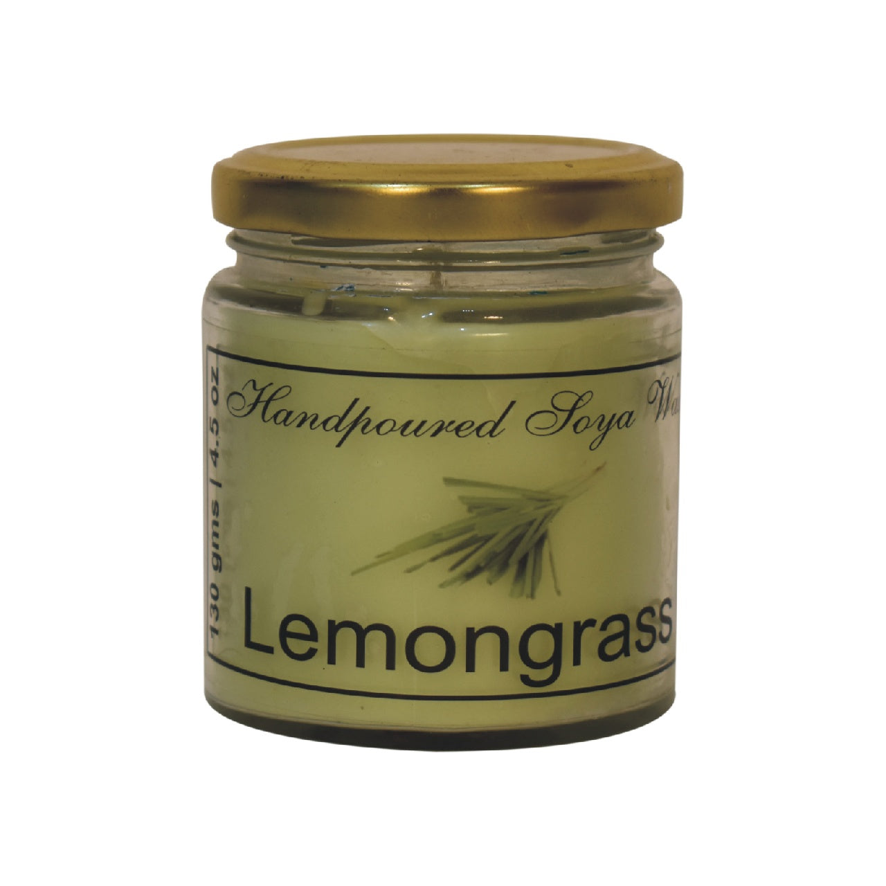 lemongrass scented candle on a white background 