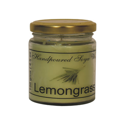 lemongrass scented candle on a white background 