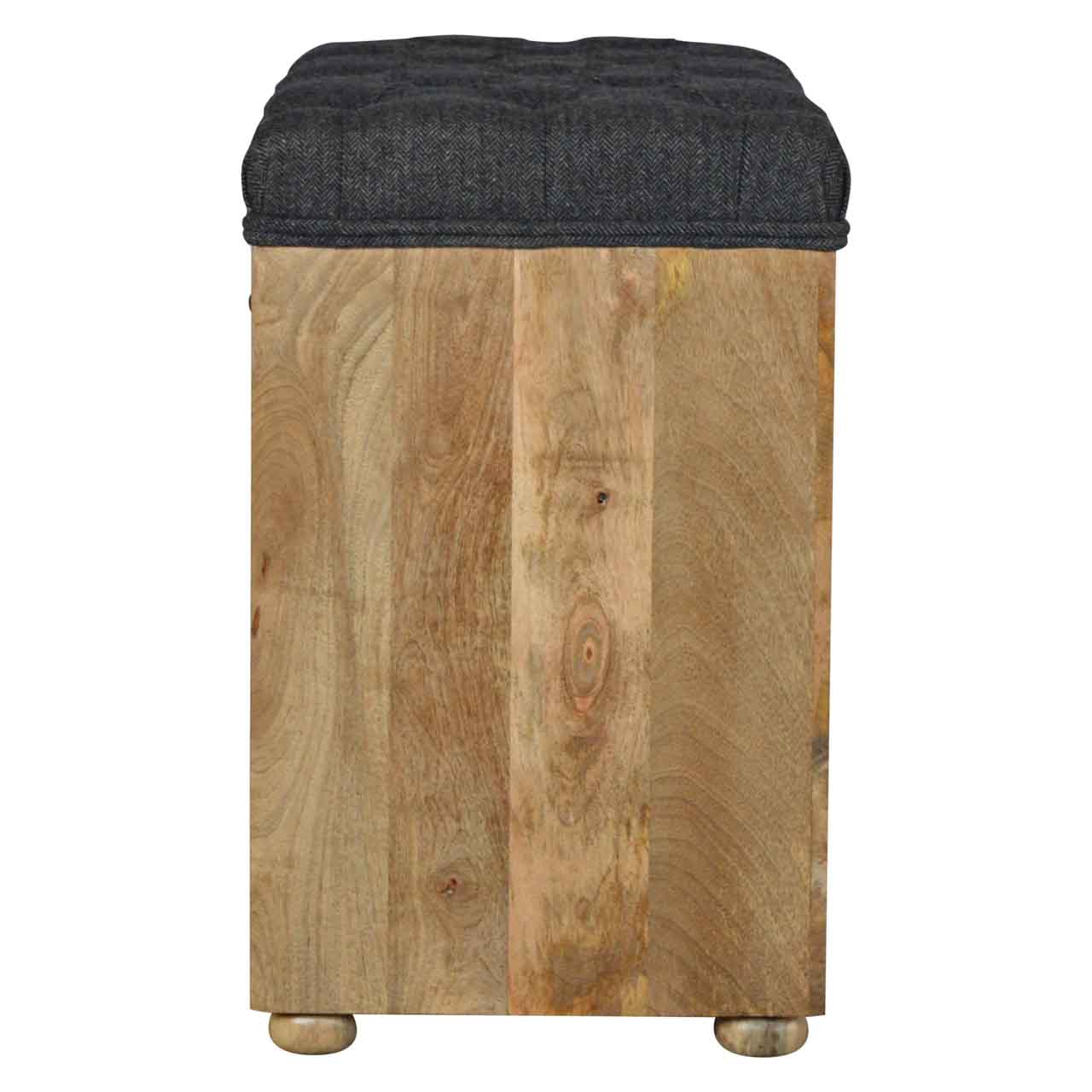 1 Drawer Bench - Black Tweed