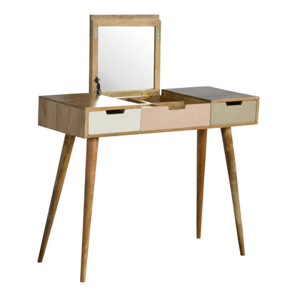 Dressing Table Pink Gradient by Maple Manor dressing table vanity in solid wood with pink gradient drawers and mirror